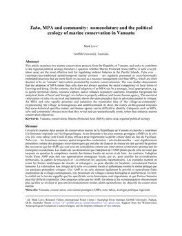 Nomenclature and the Political Ecology of Marine Conservation in Vanuatu