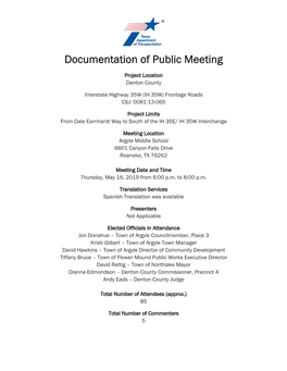 IH 35W May 2019 Public Meeting Documentation