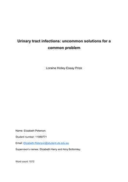 Urinary Tract Infections: Uncommon Solutions for a Common Problem
