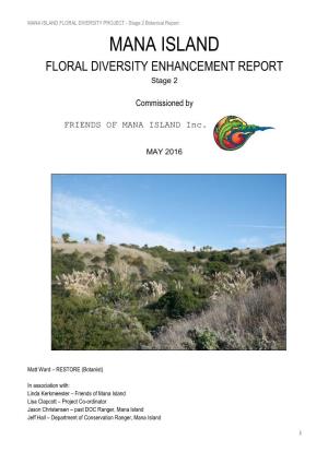 Mana Island Floral Diversity Enhancement Report, Stage 2