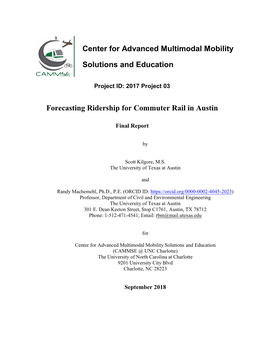 Center for Advanced Multimodal Mobility Solutions and Education