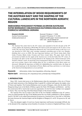 The Interrelation of Wood Requirements of the Austrian Navy and the Shaping of the Cultural Landscape in the Northern Adriatic R