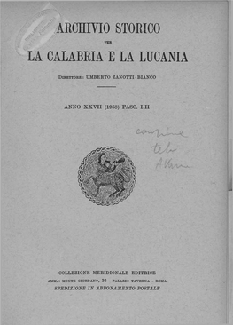 Archivio Storico La Calabria E La Lucania