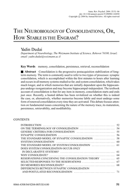 The Neurobiology of Consolidations, Or, How Stable Is the Engram?