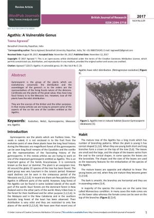 Agathis: a Vulnerable Genus Teena Agrawal*