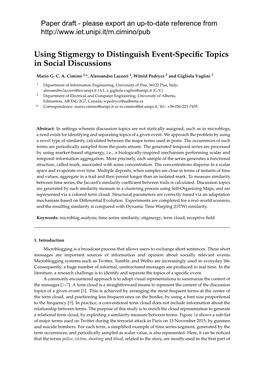 Using Stigmergy to Distinguish Event-Specific Topics in Social