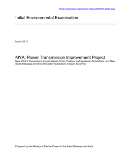 Power Transmission Improvement Project (RRP MYA 46390-002)