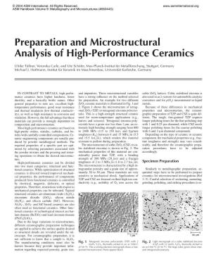 Preparation and Microstructural Analysis of High-Performance Ceramics