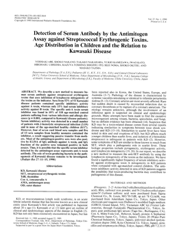 Detection of Serum Antibody by the Antimitogen Assay Against Streptococcal Erythrogenic Toxins