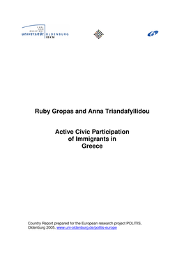Ruby Gropas and Anna Triandafyllidou Active Civic