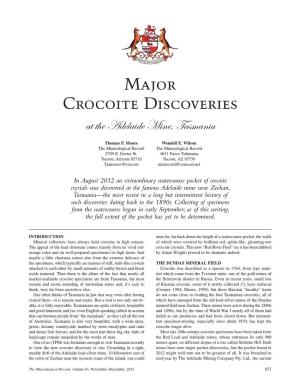 Major Crocoite Discoveries at the Adelaide Mineı Tasmania