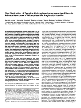The Distribution of Tyrosine Hydroxylase-Lmmunoreactive Fibers in Primate Neocortex Is Widespread but Regionally Specific