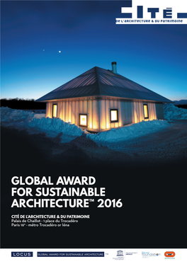 Global Award for Sustainable Architecture™ 2016