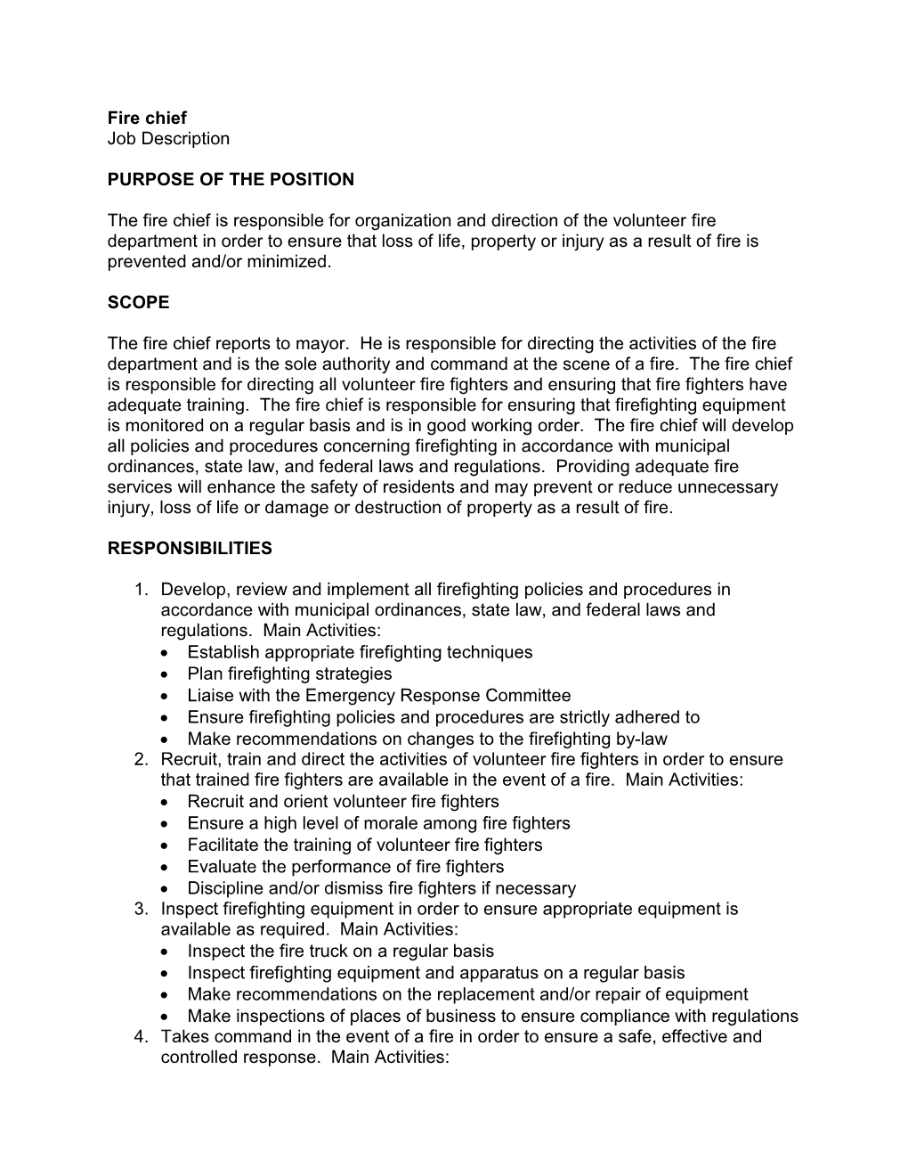 Fire Chief Job Description Volunteer Fire Department Example 1 Pdf   Fire Chief Job Description Volunteer Fire Department Example 1 Pdf 