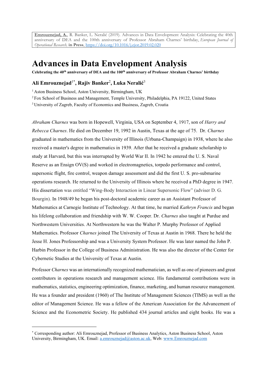 Data Envelopment
