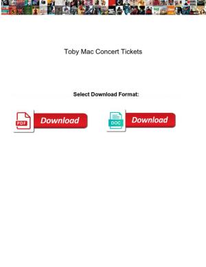 Toby Mac Concert Tickets