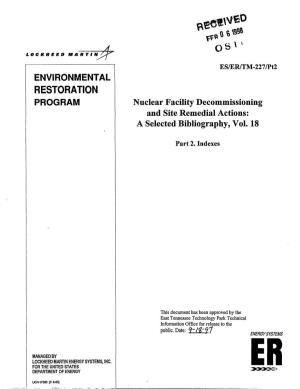 Nuclear Facility Decommissioning and Site Remedial Actions