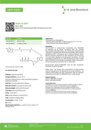Biotin-14-Datp Bio-14-Datp Biotin-14-N6-(6-Aminohexyl)-Datp, Triethylammonium Salt