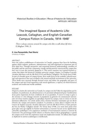 The Imagined Space of Academic Life: Leacock, Callaghan, and English-Canadian Campus Fiction in Canada, 1914–19481