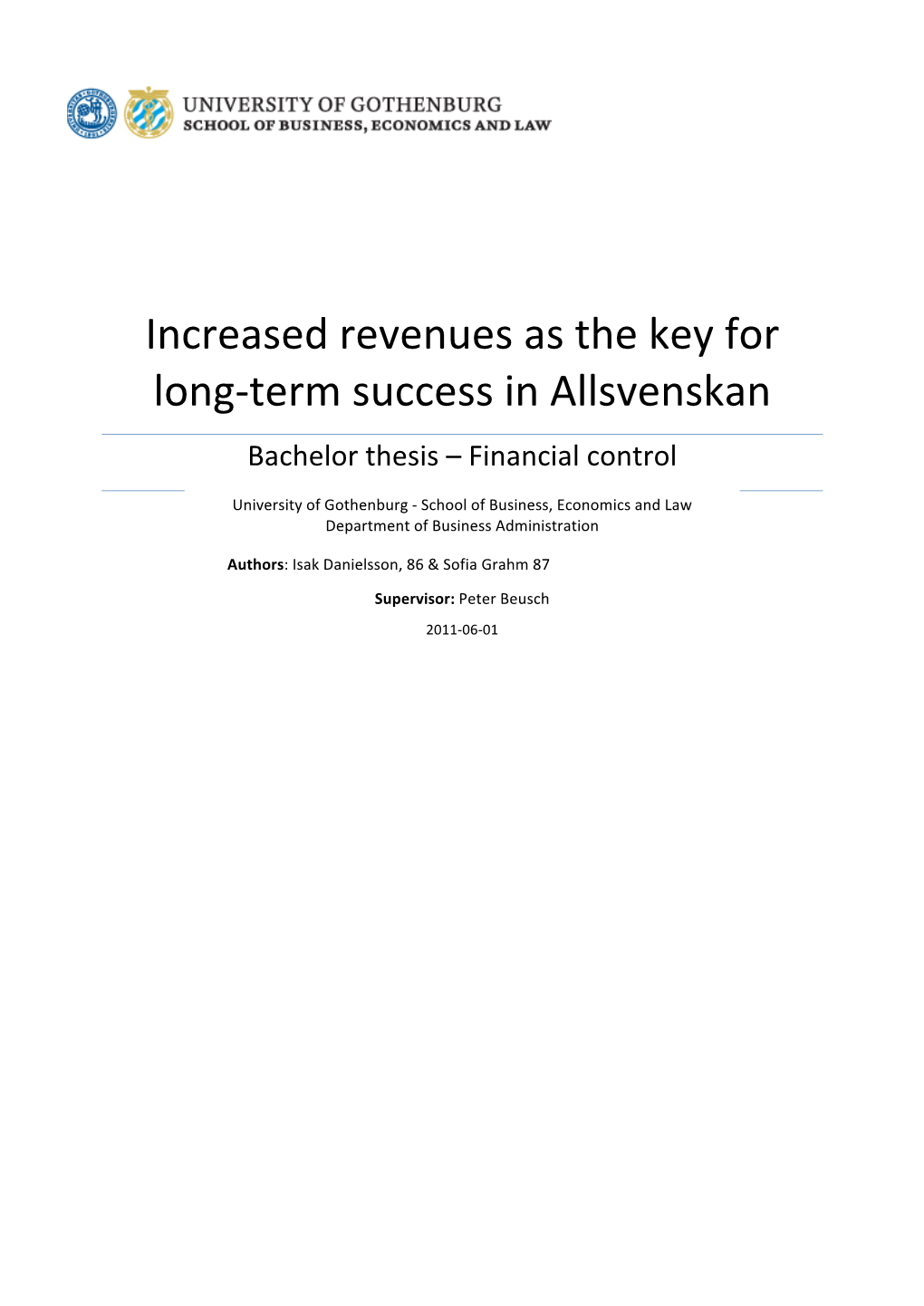 Term Success in Allsvenskan Bachelor Thesis – Financial Control