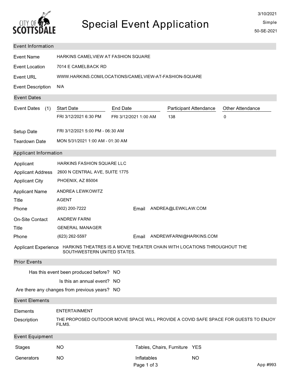 Special Event Application Simple 50-SE-2021