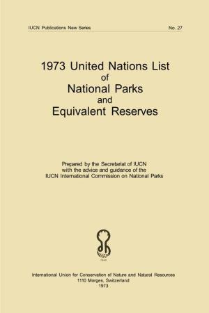1973 United Nations List National Parks Equivalent Reserves