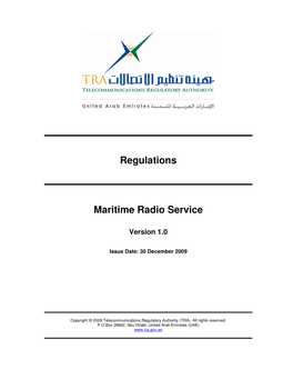Regulations Maritime Radio Service