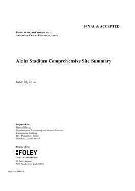 Aloha Stadium Comprehensive Site Summary