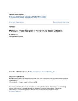 Molecular Probe Designs for Nucleic Acid Based Detection