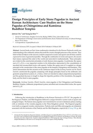 Design Principles of Early Stone Pagodas in Ancient Korean Architecture: Case Studies on the Stone Pagodas at Chongnimsa˘ and Kamunsa˘ Buddhist Temples