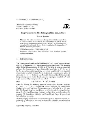 Equivalences to the Triangulation Conjecture 1 Introduction