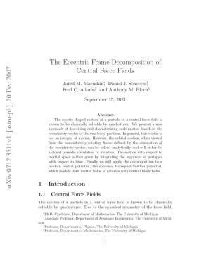The Eccentric Frame Decomposition of Central Force Fields