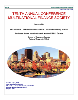 Tenth Annual Conference Multinational Finance Society
