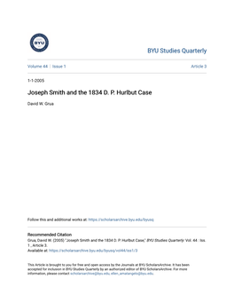 Joseph Smith and the 1834 D. P. Hurlbut Case
