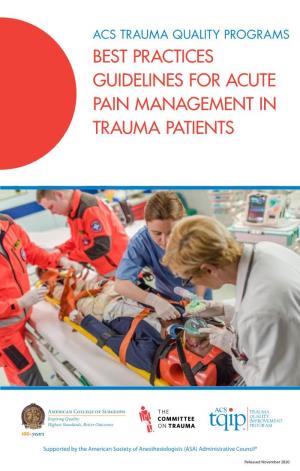 Acute Pain Management in Trauma Patients
