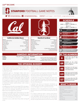 Stanford Football Game Notes