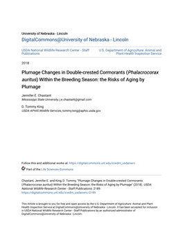 Plumage Changes in Double-Crested Cormorants (&lt;I&gt;Phalacrocorax