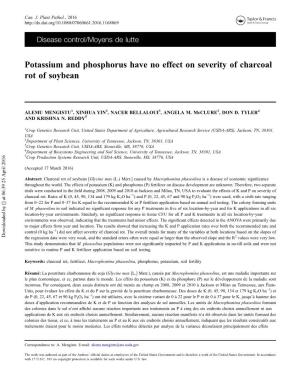 Potassium and Phosphorus Have No Effect on Severity of Charcoal Rot of Soybean