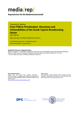Structures and Vulnerabilities of the Greek-Cypriot Broadcasting Sector 2017-09-22
