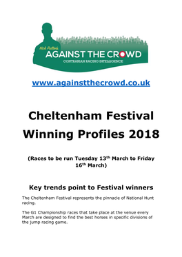Cheltenham Festival Winning Profiles 2018