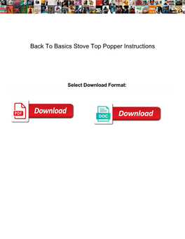 Back to Basics Stove Top Popper Instructions