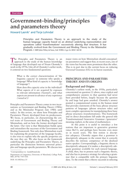 Government-Binding/Principles and Parameters Theory