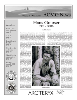 ACMG News 2 Volume 26, Winter 2007 Continued from Page 1 His Car