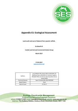 Appendix E1: Ecological Assessment