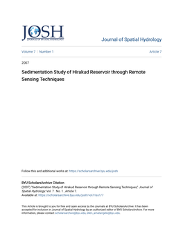 Sedimentation Study of Hirakud Reservoir Through Remote Sensing Techniques