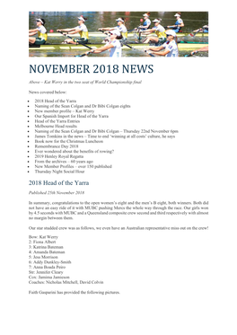 November 2018 News