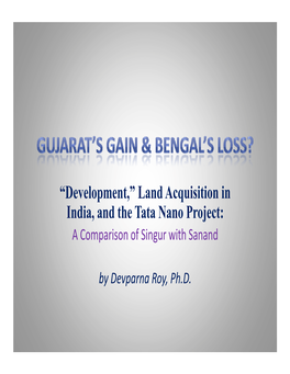 Land Acquisition in India and the Tata Nano Project