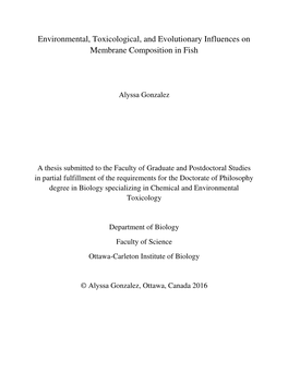 Environmental, Toxicological, and Evolutionary Influences on Membrane Composition in Fish