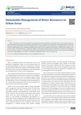 Sustainable Management of Water Resources in Urban Areas