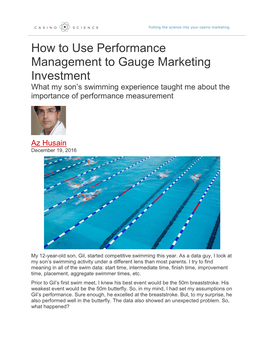How to Use Performance Management to Gauge Marketing Investment What My Son’S Swimming Experience Taught Me About the Importance of Performance Measurement